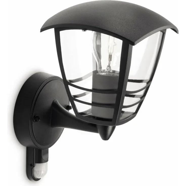 Philips Aussenleuchten mit Bewegungsmelder Creek, Schwarz, Aluminium, Kunststoff, Bewegungsmelder, 153883016