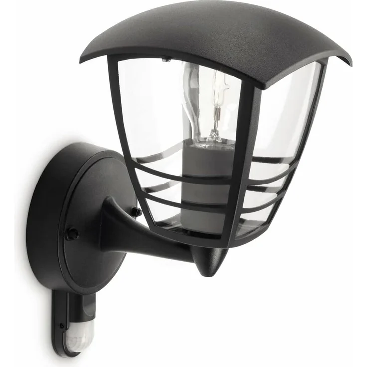 Philips Aussenleuchten mit Bewegungsmelder Creek, Schwarz, Aluminium, Kunststoff, Bewegungsmelder, 153883016
