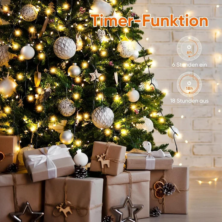 Salcar LED-Lichterkette LED Lichterkette Weihnachtsbaum mit Ring weihnachtsbaumbeleuchtung, Fernbedienung 2m mit 12 Girlanden 420 LED für 150cm - 240cm Tannenbaum – Bild 4