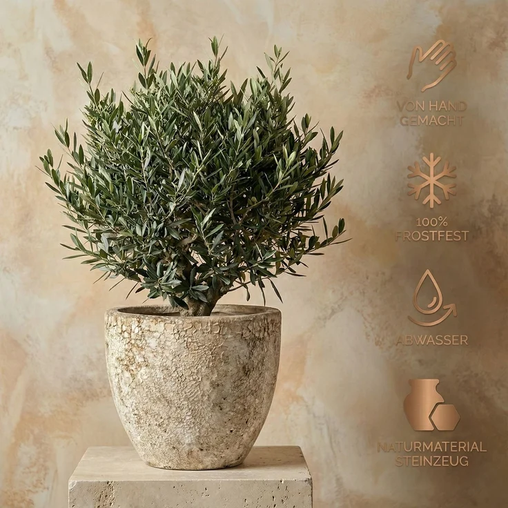 Keramik Blumentopf Eggpot Lava Weiß Ø 29cm Struktur Übertopf geschliffen Unikat – Bild 10