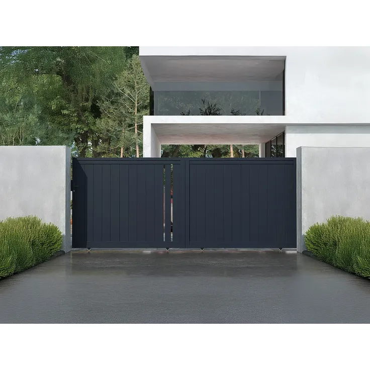 Vente-unique - TOROMA Eingangstor Metall Grau - B 4,6 cm x H 178 cm x L 396 cm