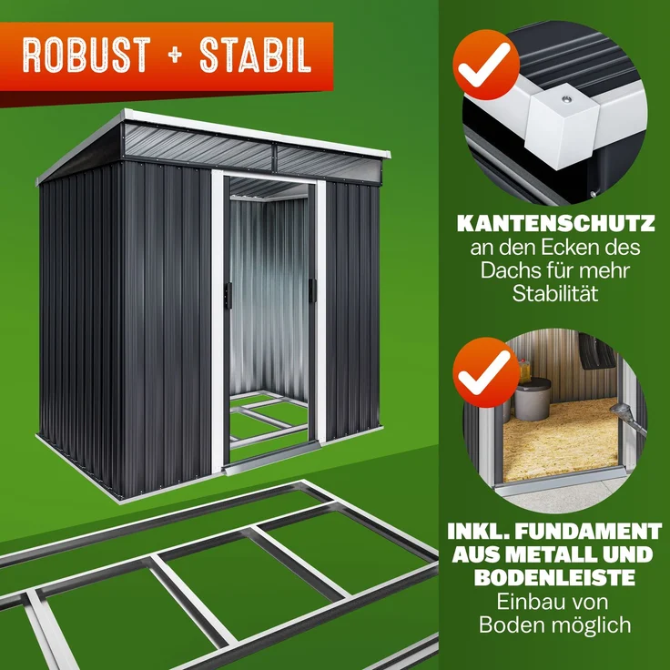 Gardebruk Gerätehaus mit Fundament Kantenschutz, 196 x 122 x 180 cm – Bild 5