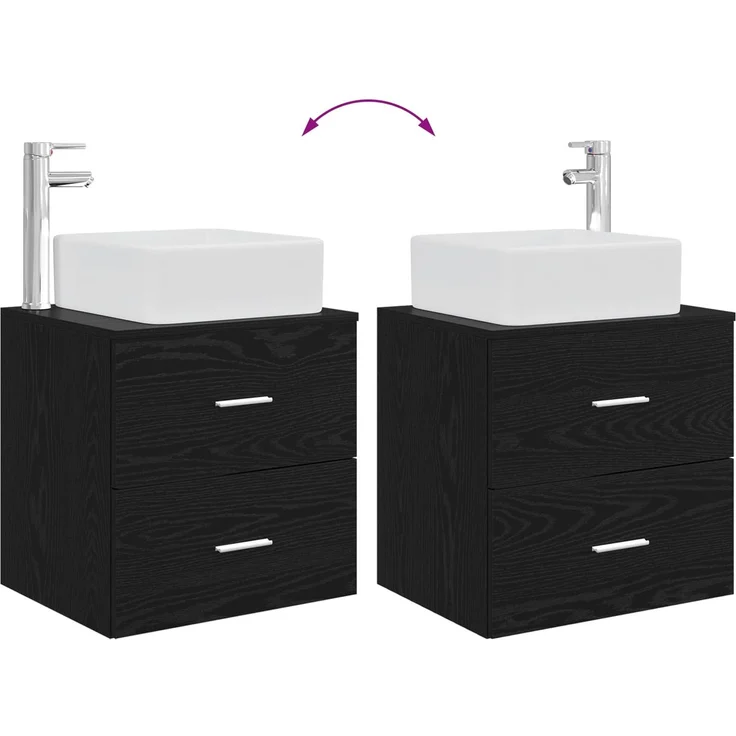 vidaXL Badezimmerschrank-Set 2 stk. Schwarz Eichen-Optik 3403881 – Bild 9