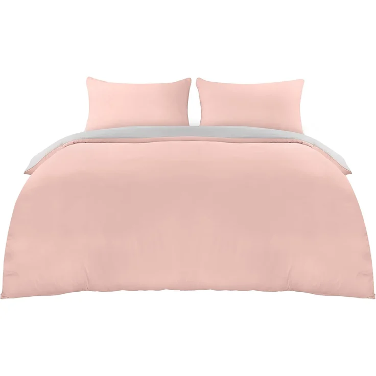 Utopia Bedding Bettwäsche 200x200 Set - Mikrofaser Bettbezug 200x200 cm + 2 Kissenbezüge 50x75 cm - Grau/Rosa – Bild 1