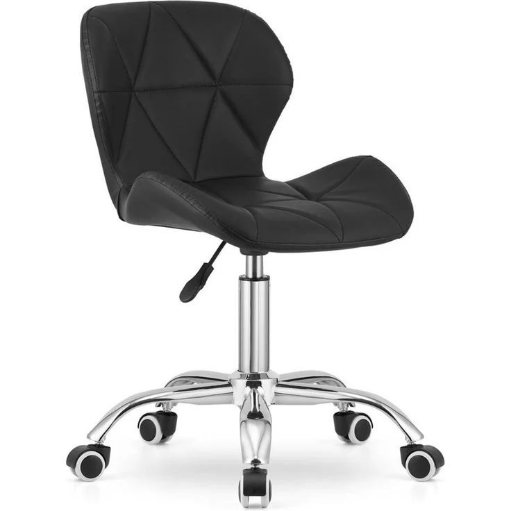 Home Collective Drehstuhl Schreibtischstuhl mit pneumatischer Verstellung (Perfekt für Kinderzimmer, Home Office und Studio), Öko-Ledersitz mit Chromfuß und Gummirädern - schwarz – Bild 2