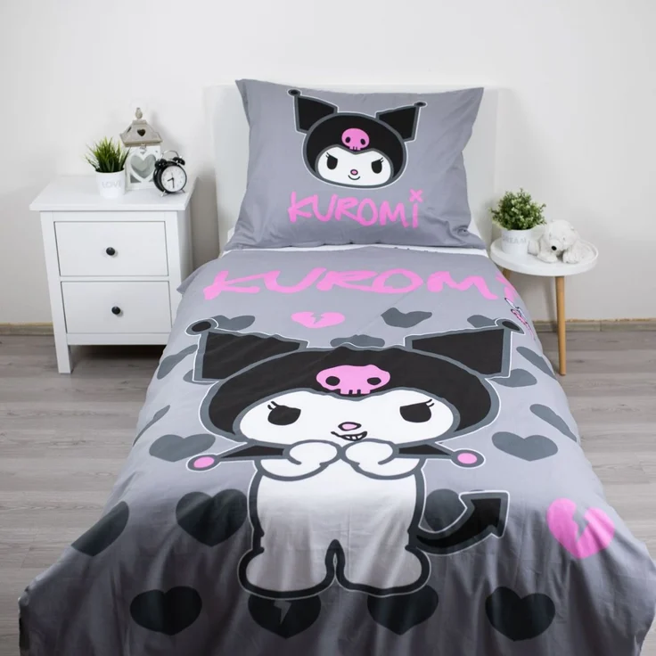 Kuromi Bettwäsche Set 140 × 200 cm mit Kissenbezug 70 × 90 cm aus Baumwolle – Bild 2
