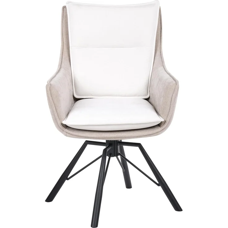 Esszimmerstuhl drehbar ANNEBERG Chenillegewebe Cremeweiß Beige – Bild 4