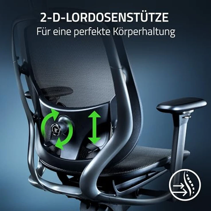Razer Fujin Pro - Komplett anpassbarer Gaming-Stuhl mit ultra robustem, atmungsaktivem Mesh (Synchro-Tilt-Technologie, 2-D-Lordosenstütze, Ultra robustes Gestell Aluminium-Legierung) Schwarz – Bild 5
