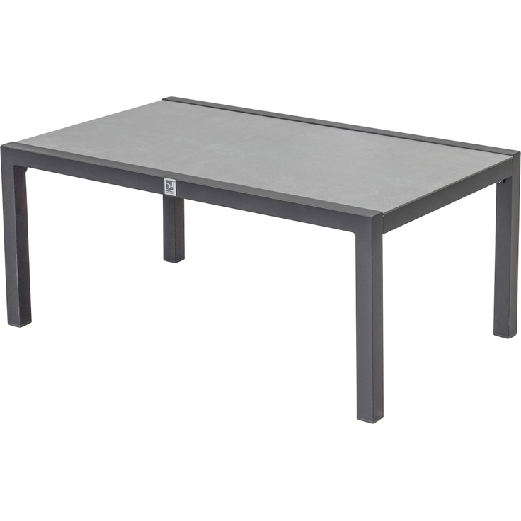 SONDRINO Loungetisch 60x100, Platte-Glas-Keramik Beschichtung Beton optik, 4-Fuß Alu anthrazit – Bild 4