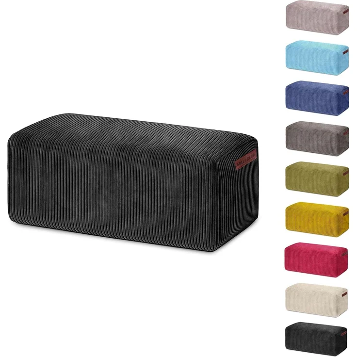 Green Bean® Indoor Sitzhocker Pouf 70x33x28cm EPS-Perlen Füllung & Cordstoff Kuschelig Weich Waschbar - Drinnen Bodenkissen Liegekissen Sitzkissen Sitzhocker Relax-Sessel Kinder Erwachsene Stoff Schwarz – Bild 8