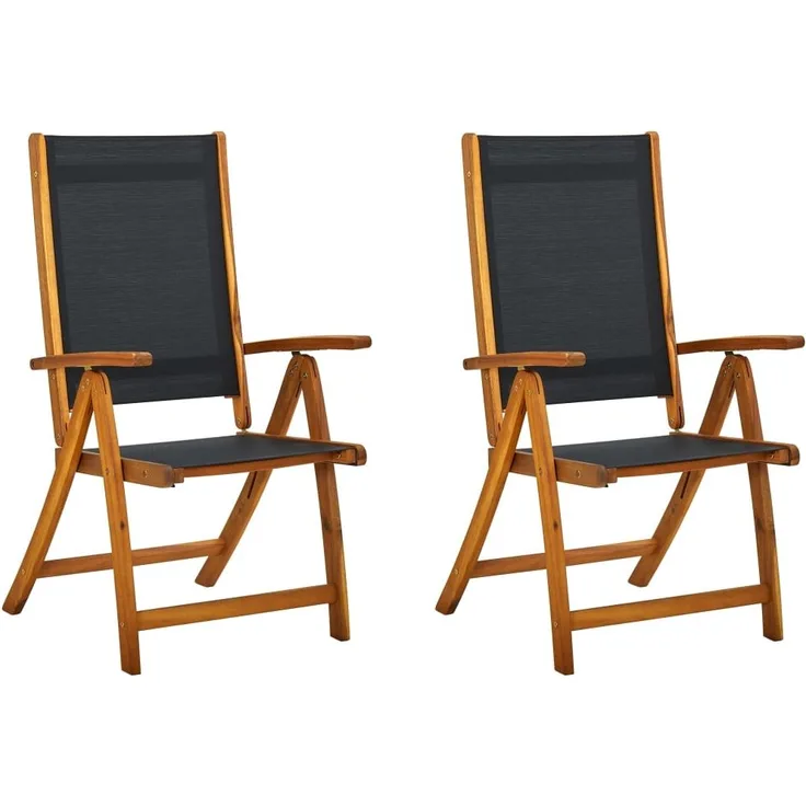 vidaXL Gartenstühle 2 Stk. Klappbar Massivholz Akazie und Textilene 41747