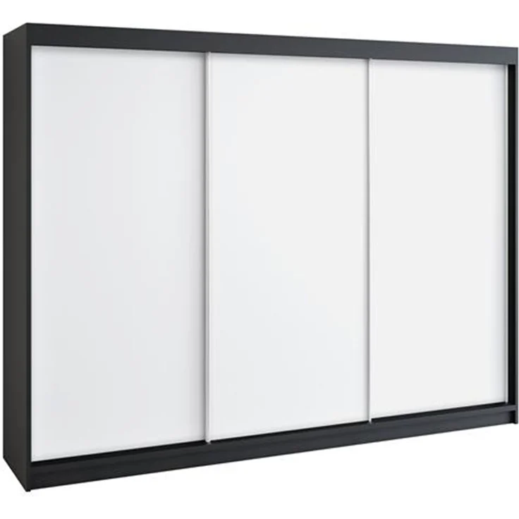 Schwebetürenschrank MERO 3-türig Schrank 200 cm Farbe: Schwarz ,weiß – Bild 1