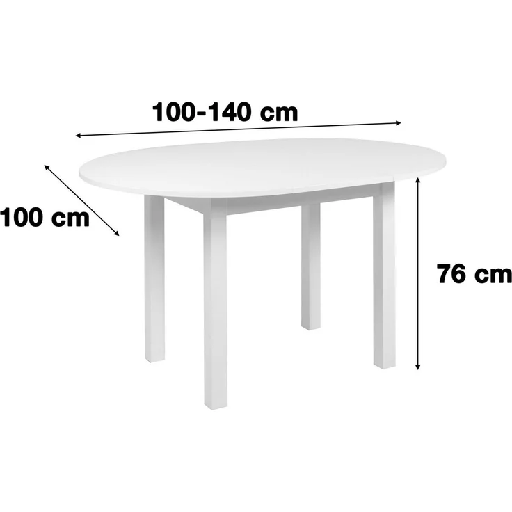Newroom Esstisch Noa, ausziehbar bis 140cm Weiß Küchentisch Speisetisch – Bild 2