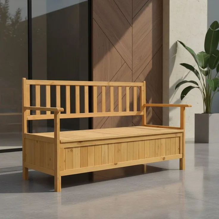 Gartentruhe Sitzbank Braun Holzbox Auflagenkiste Aufbewahrung Terrasse Outdoor