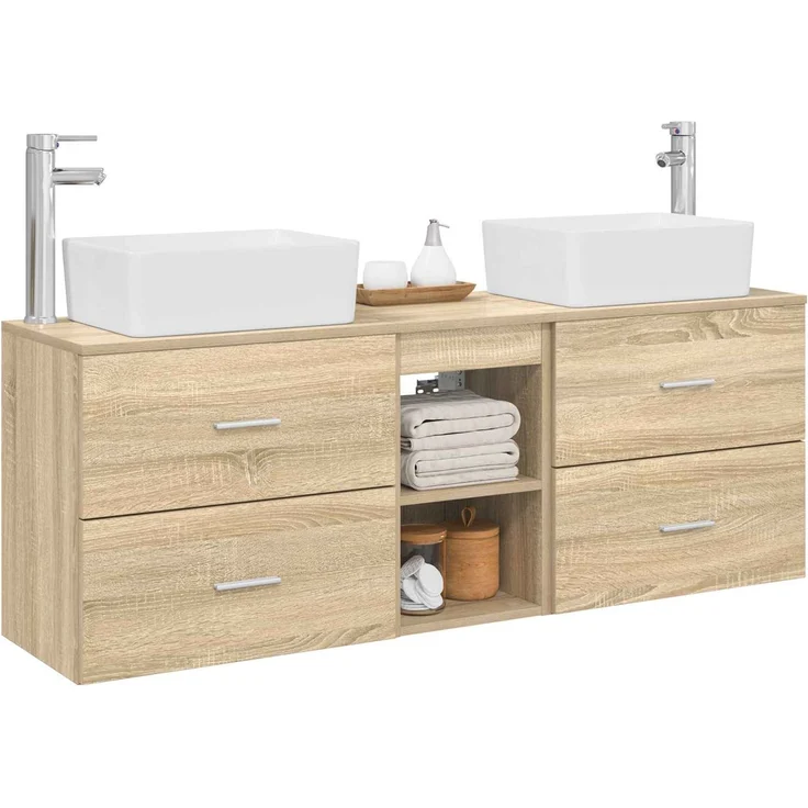 vidaXL Badezimmerschrank-Set 3 stk. Sonoma-Eiche 136 x 35 x 80 cm 3405853 – Bild 3