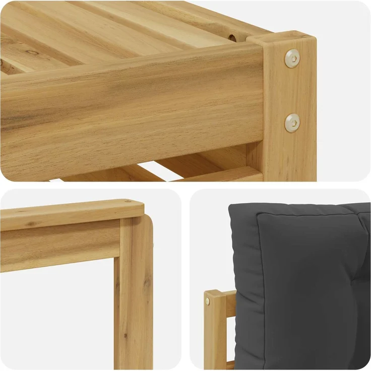 vidaXL Outdoor-Sofagarnitur 9 pcs Weiß und Anthrazit Massivholz Akazie 3390992 – Bild 6