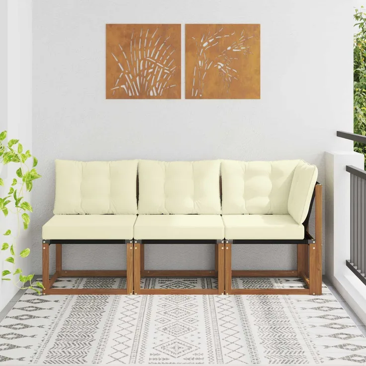 vidaXL Outdoor Mittel- und Ecksofa 3 stk. 3-Sitzer 900617