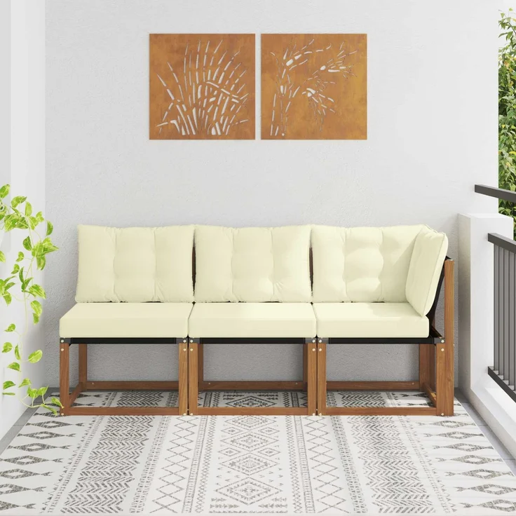 vidaXL Outdoor Mittel- und Ecksofa 3 stk. 3-Sitzer 900617 – Bild 1
