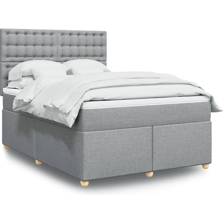 vidaXL Boxspringbett mit Matratze Hellgrau 160x200 cm Stoff 3293645 – Bild 1