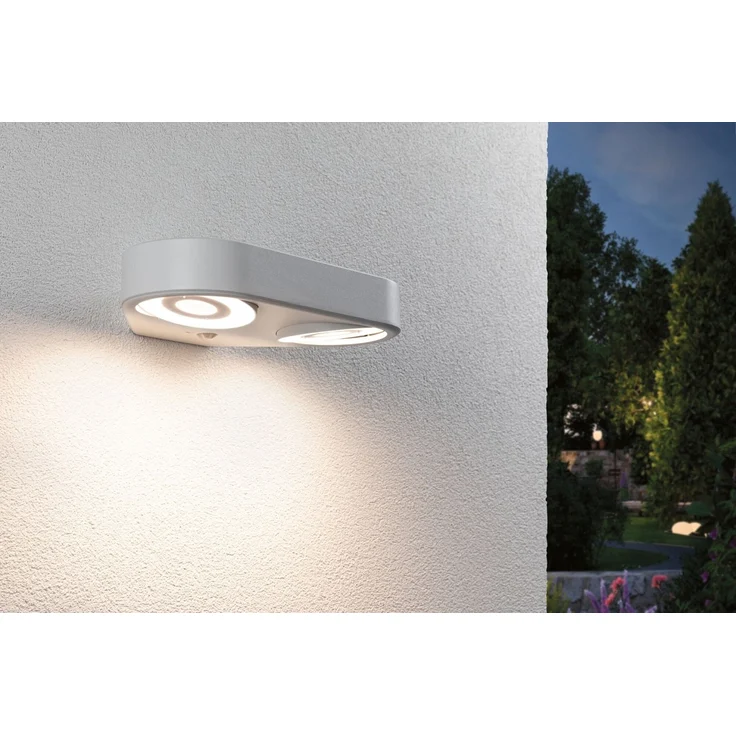 Paulmann 94868 LED Außenwandleuchte Silma 2-flammig Bewegungsmelder weiss 3000K IP44 – Bild 4