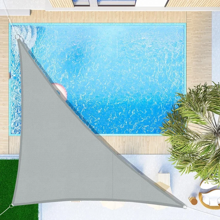SUNNY GUARD Sonnensegel Dreieck 3 x 3 x 3 m Wasserdicht Sonnenschutz Wetterschutz Segel Baldachin UV Schutz für Balkon Terrasse Garten, Hellgrau – Bild 2
