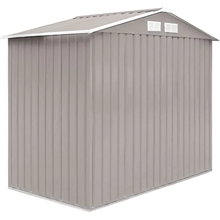 HATTORO S100 XL Metall Gartenhaus, Geräteschuppen,Hellgrau, 213 × 127 × 185 cm – Bild 7