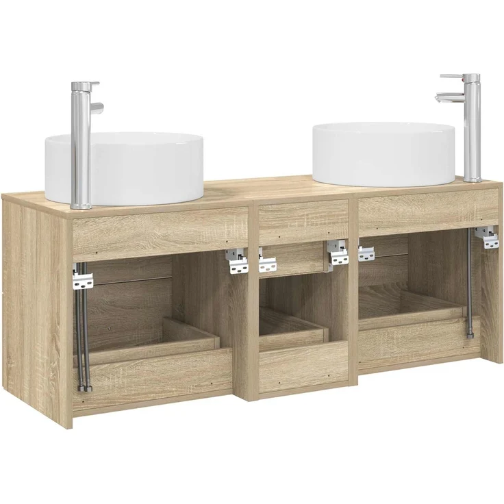 vidaXL Badezimmerschrank-Set 3 stk. Sonoma-Eiche 129 x 44,5 x 80 cm 3405957 – Bild 7