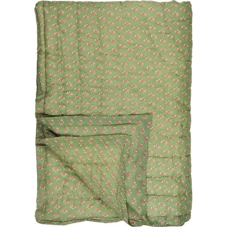 Ib Laursen - Decke Quilt Tagesdecke Überwurf 170x130cm Grün Pink Blumen 19207-22