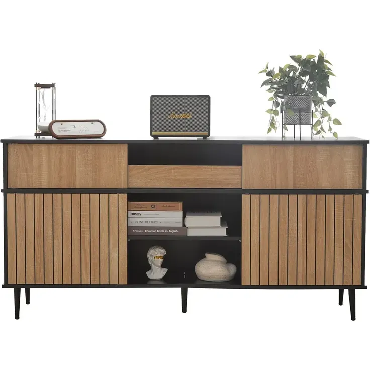 Sideboard 160/40/80 cm, Mehrzweckschrank mit Verschiebetüren, Küchenbuffet, Küchenschrank, Mehrzweckschrank