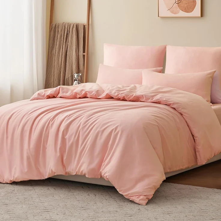Bettwäsche 220x240 Set Rosa 3teilig mit Kissenbezüge Mikrofaser – Bild 2