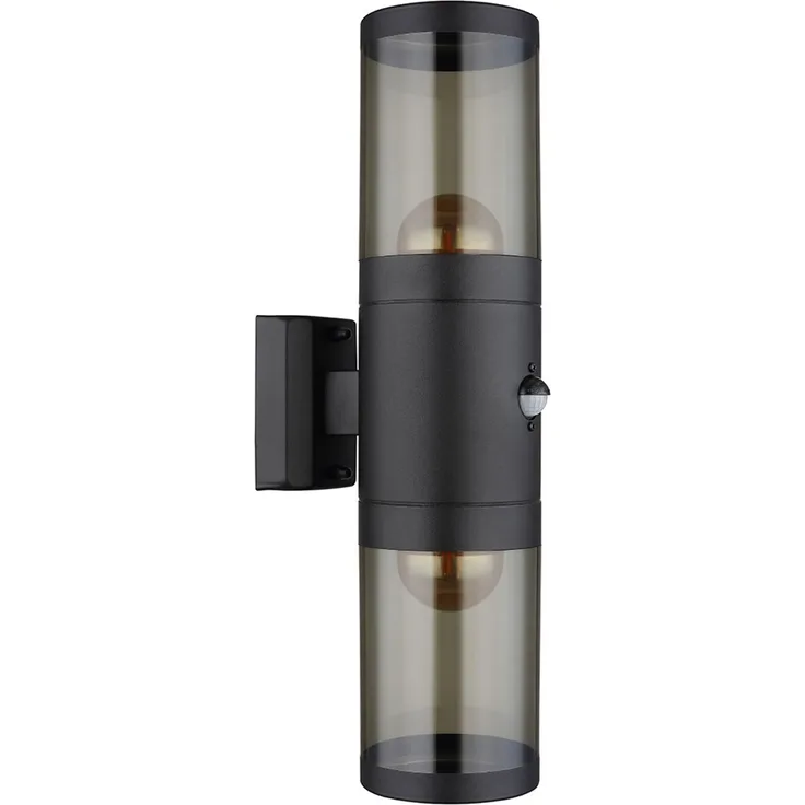 Außenlampe, Up and Down Strahler, Edelstahl, schwarz, H 42cm