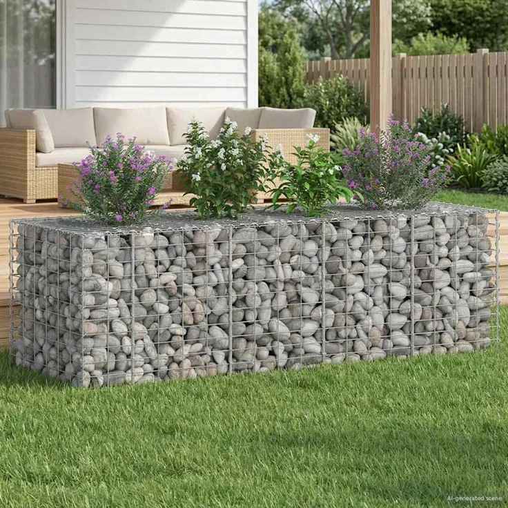 vidaXL Gabionen-Hochbeet 180 x 60 x 55 cm Verzinkter Stahl Silber 42033323 – Bild 5