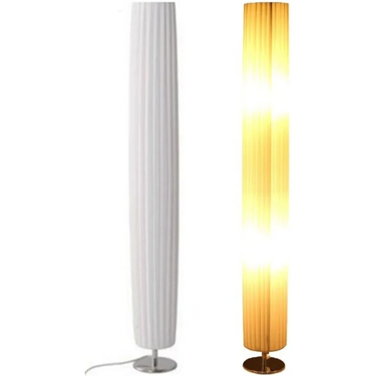 TRANGO LED Stehlampe, 120RL Design Plissee LED Stehleuchte *NIZZA* Stehlampe inkl. 2x 4 Watt E27 LED Leuchtmittel, Wohnzimmer Lampe, Standleuchte rund, Lampenschirm Durchmesser: 14cm Ø - Höhe: 120cm – Bild 4