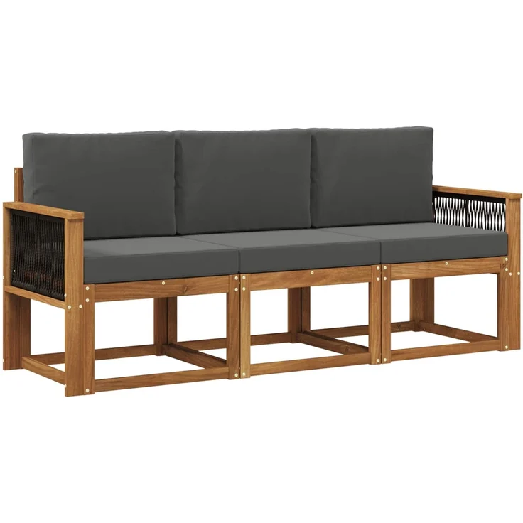 vidaXL Outdoor-Sofagarnitur 3 stk. 3-Sitzer Natur und Anthrazit 3384953 – Bild 2