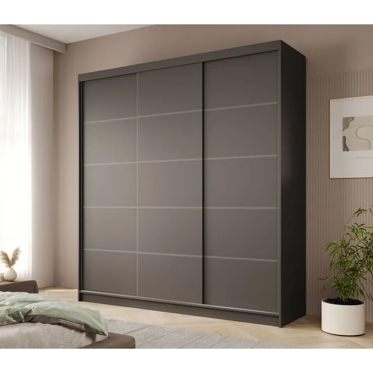Schiebetürenschrank Schrank Nr. 445 in Schwarz matt 200 x 215 x 58 cm