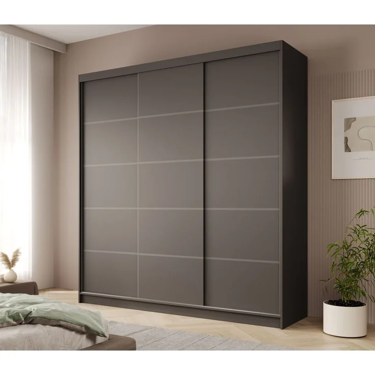 Schiebetürenschrank Schrank Nr. 445 in Schwarz matt 200 x 215 x 58 cm – Bild 1