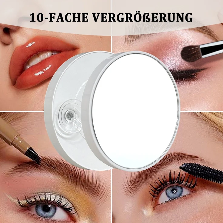 Botifly Schminkspiegel mit 10-fach Vergrößerungsspiegel, Glas + Metall, Weiß, 58 x 46 cm – Bild 4