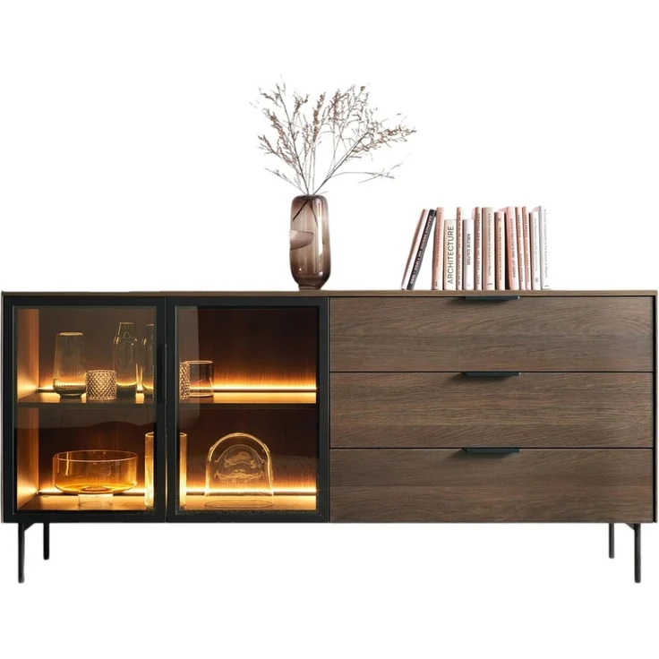 Compleo Schubkastenkommode modern und elegant MARBELA, Kommode mit drei Schubladen, mit Glasfront – Bild 5