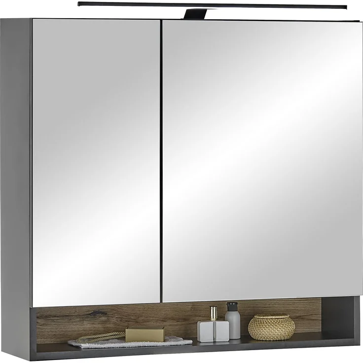 Badezimmer-Set >Denver< (3-tlg.) in schwarz matt / Evoke Eiche Dekor - 160x195x35 (BxHxT) – Bild 6