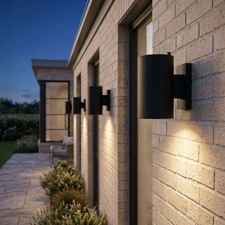 2x LED Solar-Wandleuchte, Schwarz, Aluminium, Dämmerungssensor, H 13 cm – Bild 3