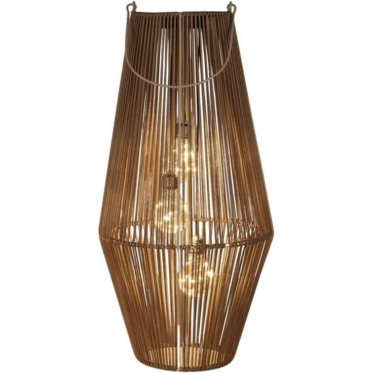 formano LED Tischleuchte Rattan-Optik, LED, Solarbetrieben, Braun, Bänder, H: 54cm – Bild 3
