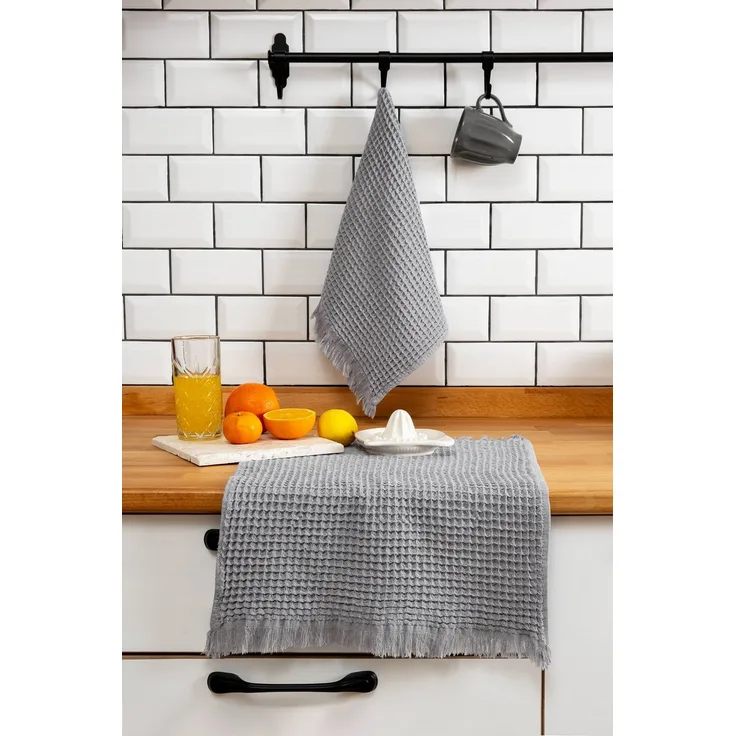 Hermia Concept 'Burton - Grey' Handtuch-Set (2-teilig), Grau, 33 x 50 cm