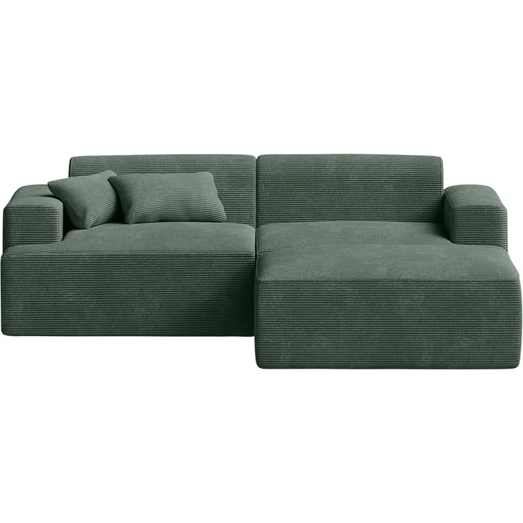 skølm 'Freki' Cloud Sofa 2 Sitzer mit Hocker, Vollschaumcouch mit Federkern und Vakuum-Kompression, kein Aufbau erforderlich, mit 2 Kissen, Cord dunkelgrün – Bild 12