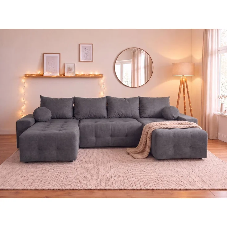 OTTO home Wohnlandschaft Jessy U-Form, B: 313 cm, in Cord & weiteren Bezügen, Schlaffunktion, Bettkasten, Tonnentaschenfederkern-Polsterung – Bild 3