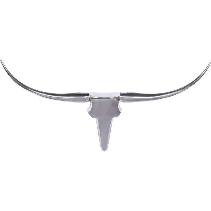 Wohnling Wanddekoration Bull Geweih L 125cm Aluminium Silber Silbern 125x10x60 cm – Bild 2