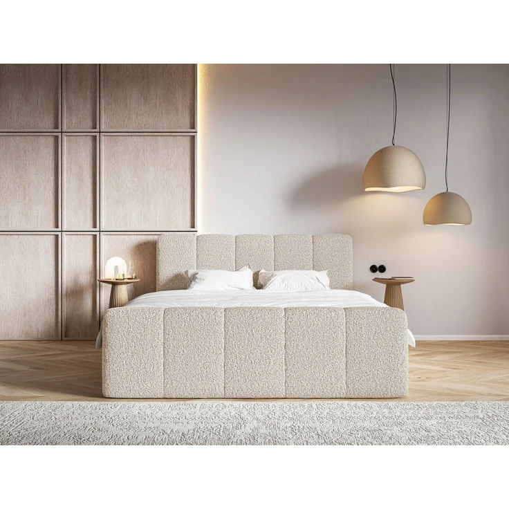 Selsey 'Cloudy II' Boxspringbett mit Bettkästen und Topper Bouclé Hellbeige, 160x200 cm – Bild 2