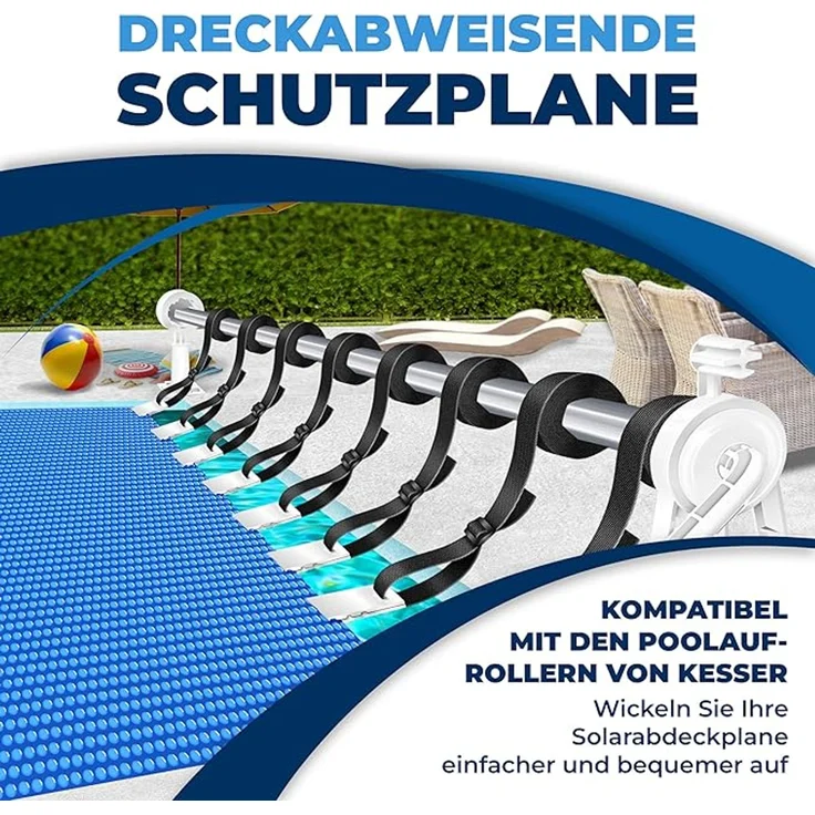 KESSER® Solarplane Poolabdeckung, flexibel, zuschneidbar, für Wassererwärmung, mit Schere, Lochzange & 12 Ösen Blau, 260 x 160cm – Bild 6
