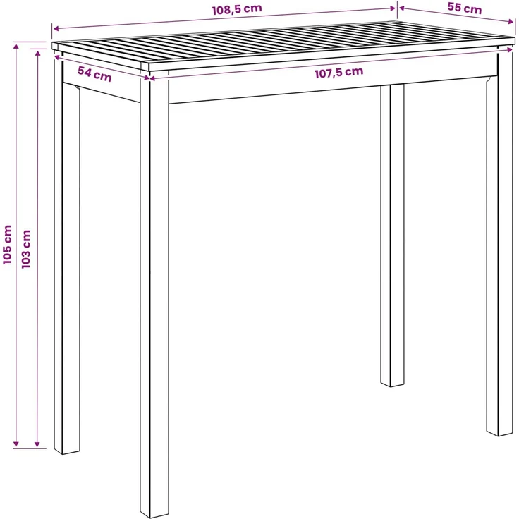 vidaXL Gartenbar-Tisch LAREN Weiß gewaschen 108,5 x 55 x 105 cm 901721 – Bild 8