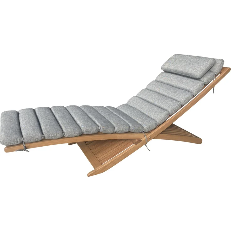 LECO Sonnenliege GRAZIA inkl. Polsterauflage grau, Eukalyptus FSC 100 %, 168x53x62 cm – Bild 1