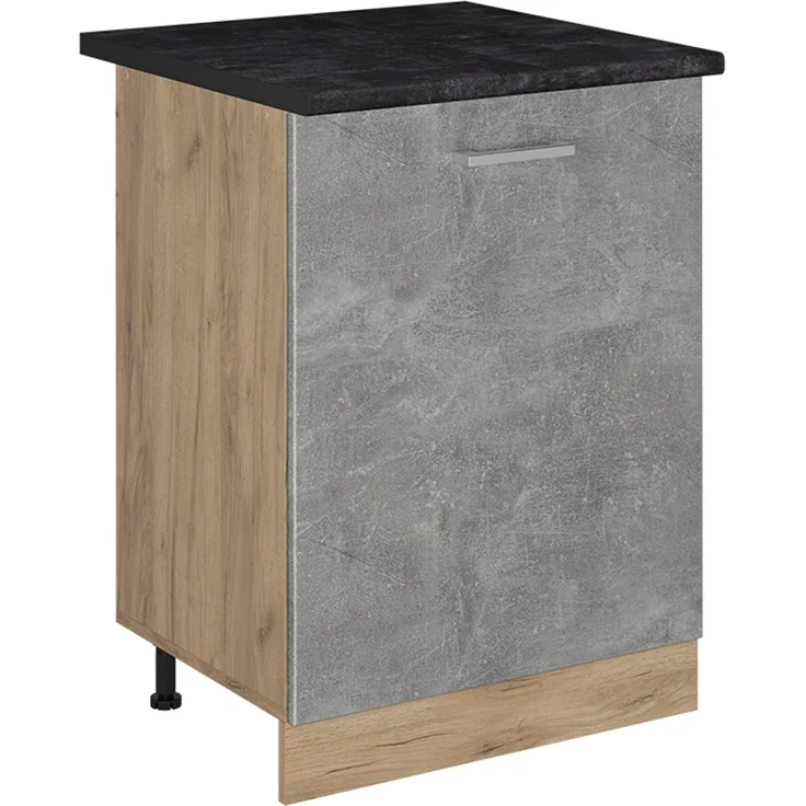 Küchenunterschrank R-Line Beton/Goldkraft Eiche 60 cm mit 1 Tür Arbeitsplatte Anthrazit Vicco – Bild 1